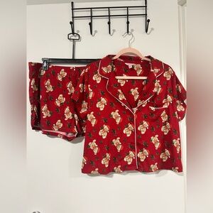 Red Santa Print Women's Pajama Set